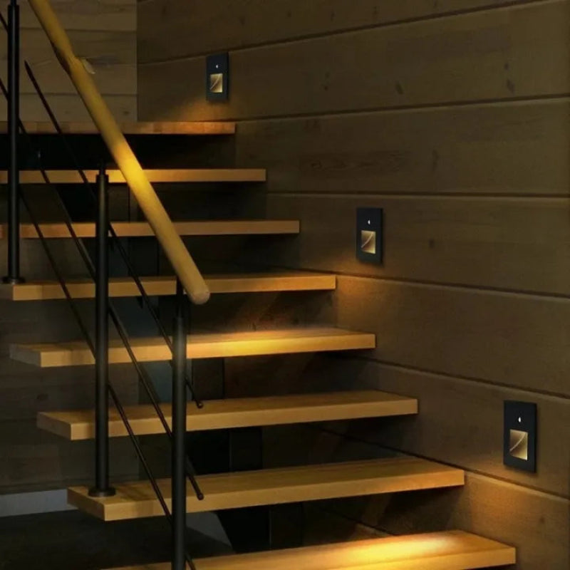 Recessed PIR Motion Sensor Stair Light Hardwired LED Wall Night Light 4pcs
