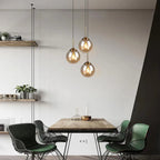 Nordic Glass Pendant Lamp Modern Metal Hanging Light for Dining & Bedroom