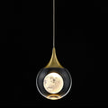 Moon Crystal Ball Pendant Light - Dimmable LED Pendant Lighting for Kitchen Island Adjustable Cord Silver/Black Finish