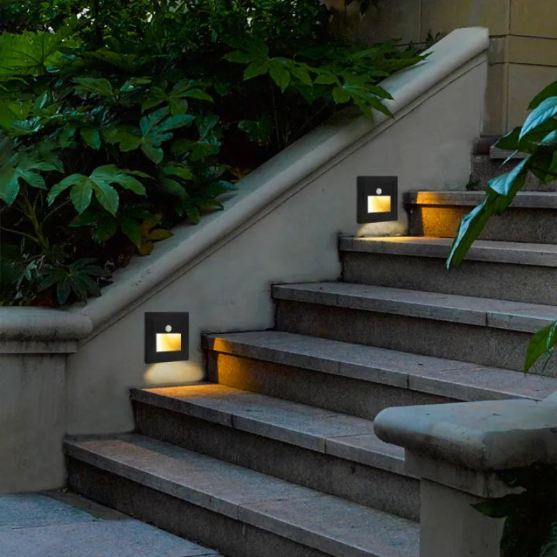 Recessed PIR Motion Sensor Stair Light Hardwired LED Wall Night Light 4pcs