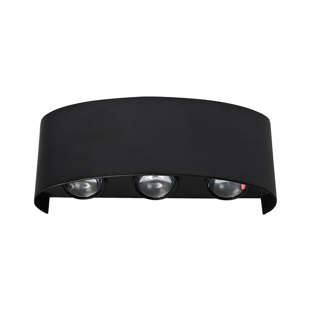 Aluminum LED outdoor wall lamp illuminating porch entryway with warm white 3000K wide-angle glow at night