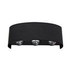 Aluminum LED outdoor wall lamp illuminating porch entryway with warm white 3000K wide-angle glow at night