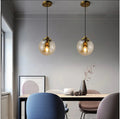 Nordic Glass Pendant Lamp Modern Metal Hanging Light for Dining & Bedroom