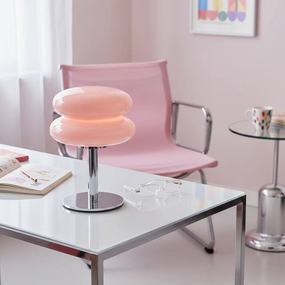 Macaron Glass Table Lamp Dimmable Bedside Night Light for Bedroom Decor