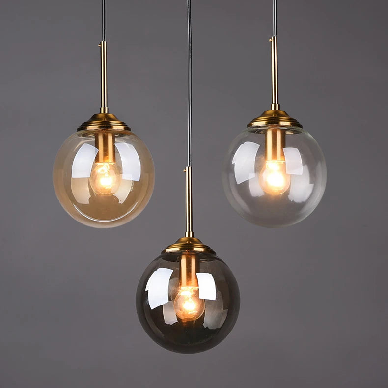Nordic glass pendant lamp with black metal frame and frosted glass shade on white background showing adjustable cord and canopy mount