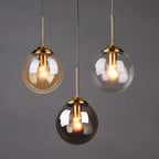 Nordic glass pendant lamp with black metal frame and frosted glass shade on white background showing adjustable cord and canopy mount