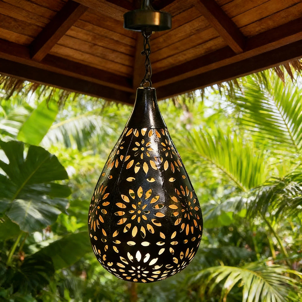 Moroccan Solar Iron Lantern Light