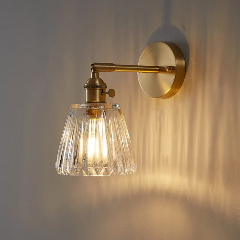 Noor Brass Glass Wall Sconce - Vintage Industrial Light