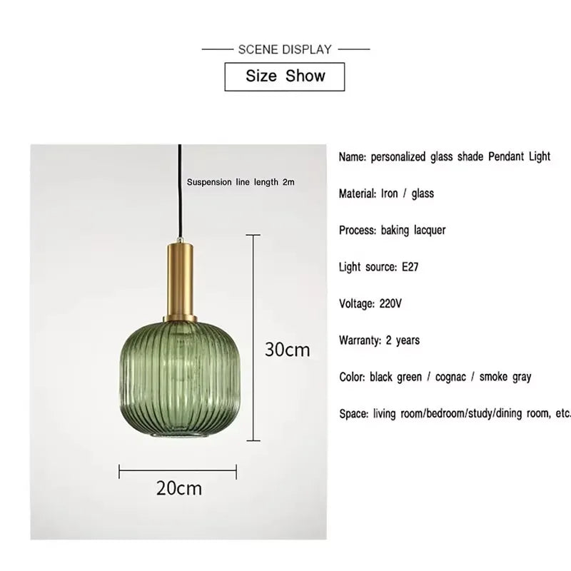 Noor Ribbed Glass Pendant Light