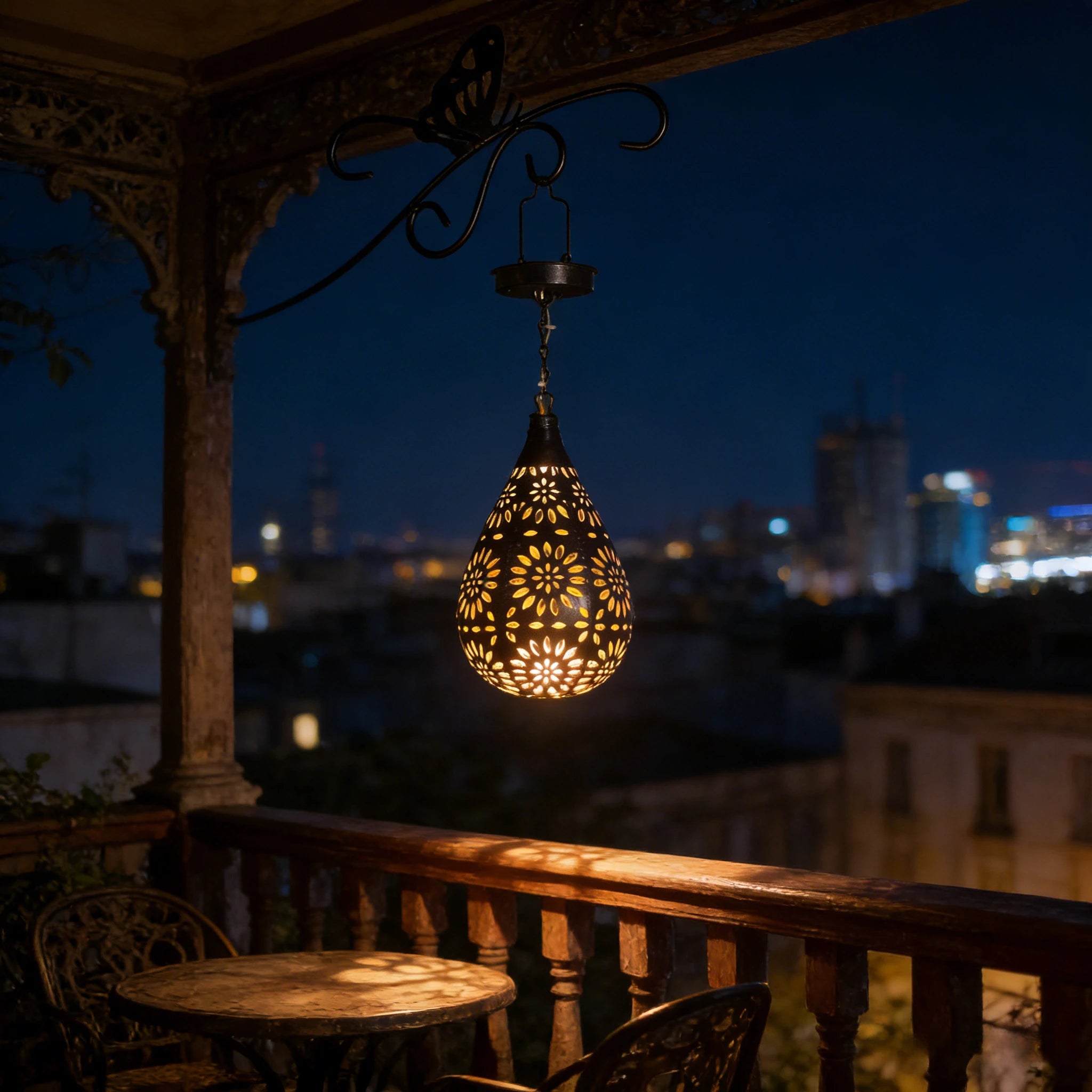 Moroccan Solar Iron Lantern Light
