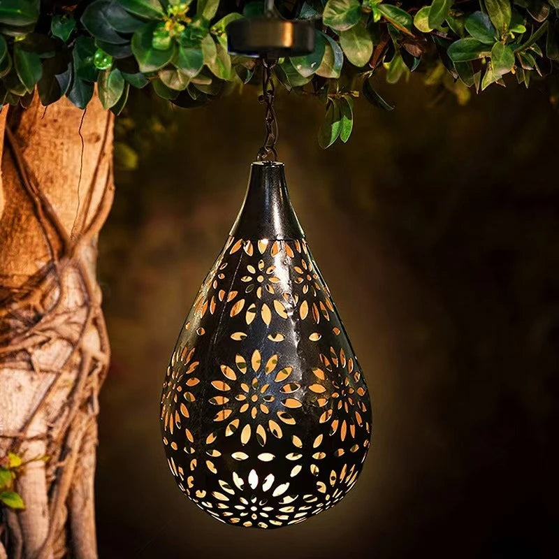 Moroccan Solar Iron Lantern Light