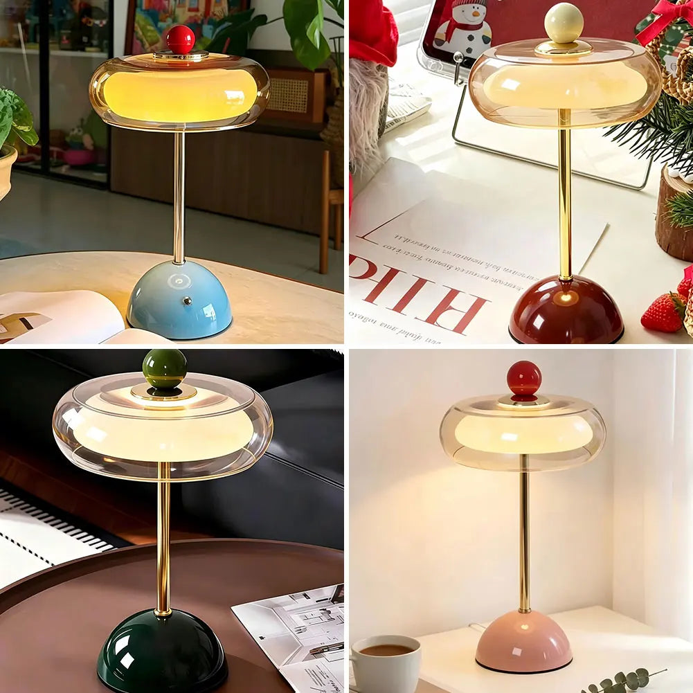 Noor Mid-Century Glass Table Lamp - Vintage LED Bedside