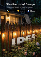 Shatterproof vintage Edison globe bulbs on waterproof solar outdoor string lights warm amber fairy light glow