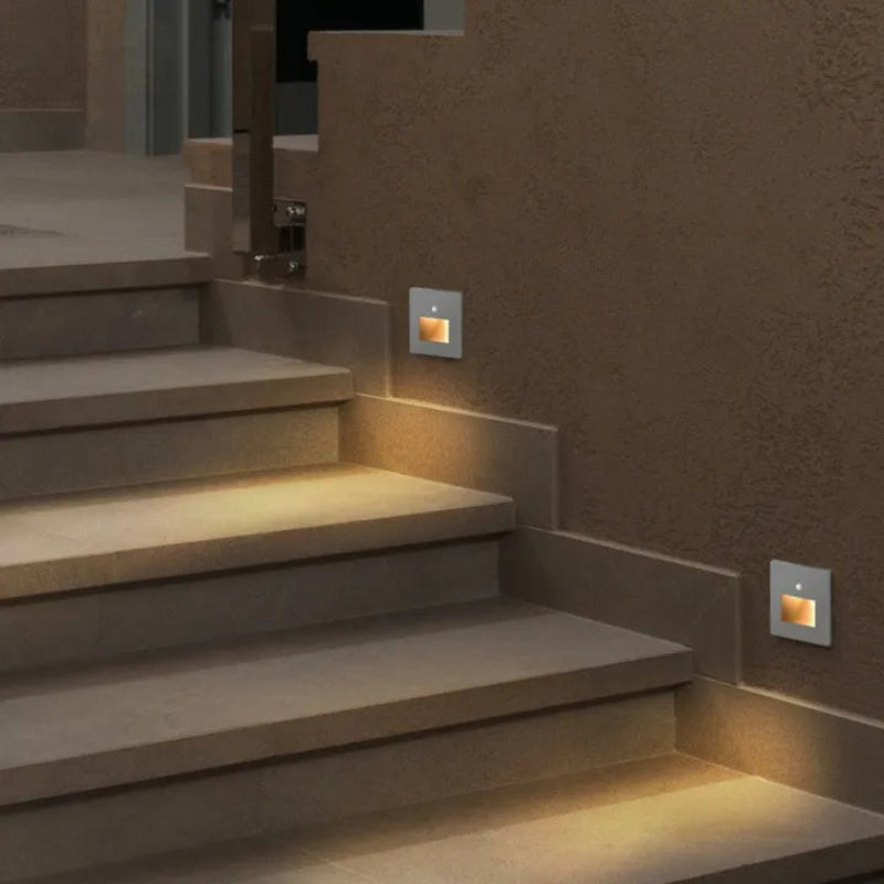 Recessed PIR Motion Sensor Stair Light Hardwired LED Wall Night Light 4pcs