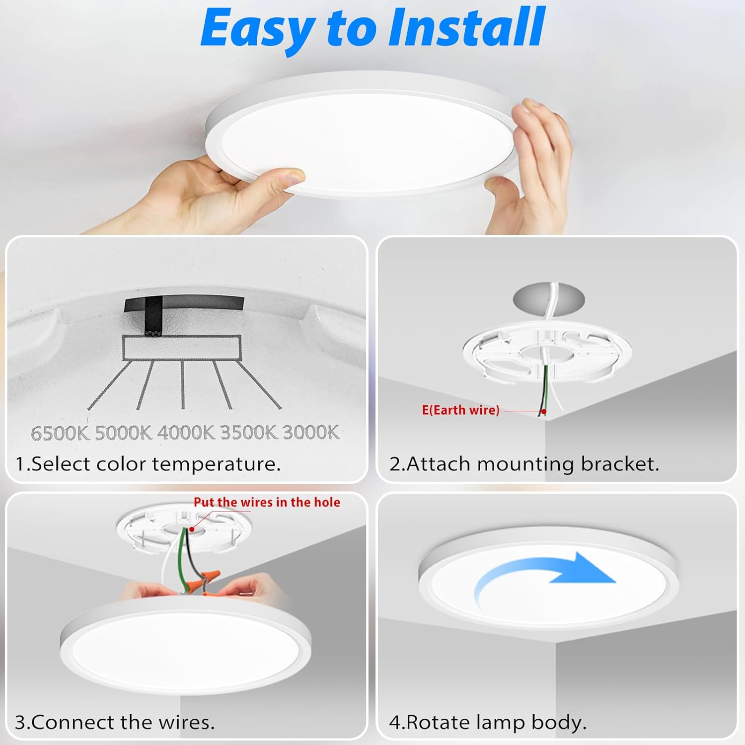 led ceiling lights no wiring installation demo