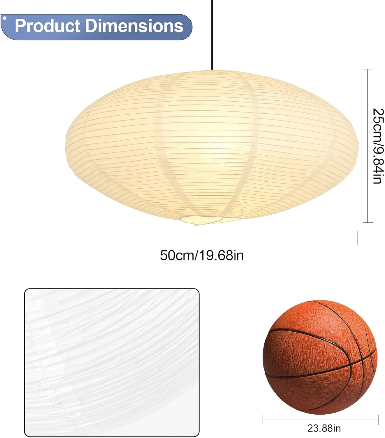 paper lantern pendant light suspension cord detail
