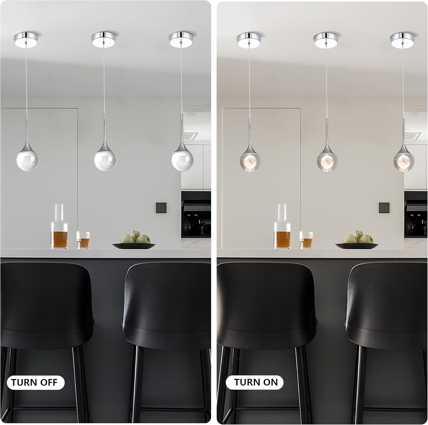 pendant lights kitchen island turn on turn off comparison