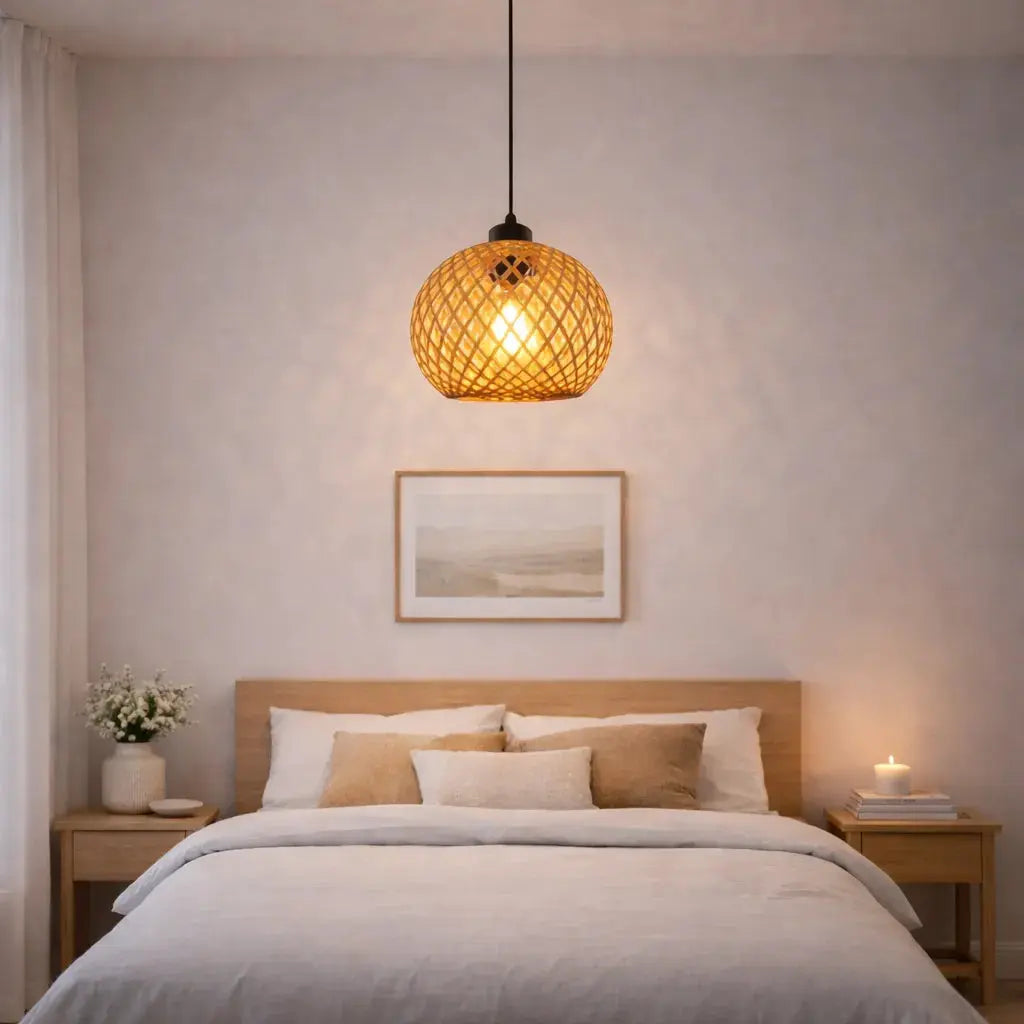 Handwoven Bamboo Pendant Light Natural Ceiling Hanging Lamp