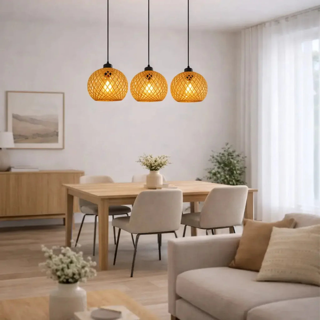 Handwoven Bamboo Pendant Light Natural Ceiling Hanging Lamp